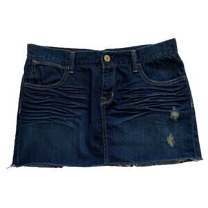 Paper Denim & Cloth Skirt Vanessa Dark Wash Distressed Jean Mini Skirt Size 28